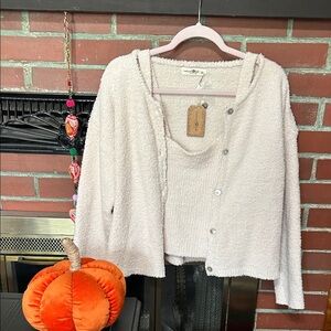 NATURAL LIFE Cream Sweater Cardigan Set